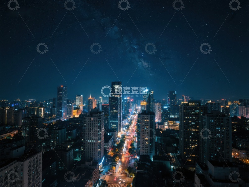 夜幕下的城市灯火辉煌