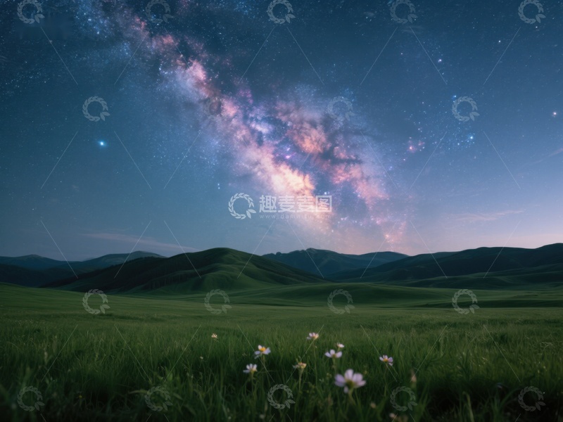 高清大图下载【趣麦麦图】星空下的绿野