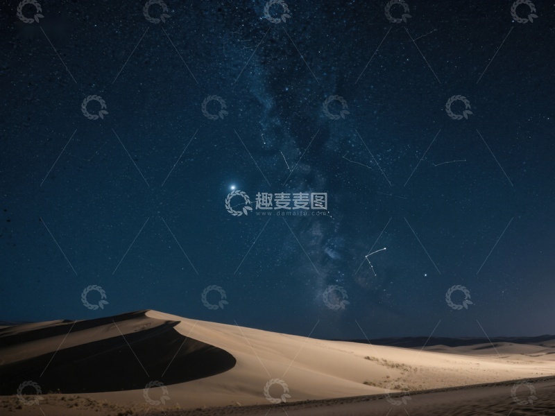 高清大图下载【趣麦麦图】沙漠夜空下的银河美景