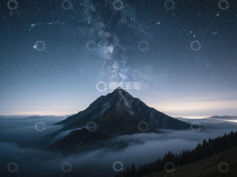 高清大图下载【趣麦麦图】星河璀璨，山峰云海