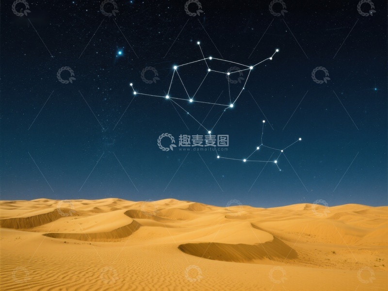 高清大图下载【趣麦麦图】沙漠夜空下的星座图