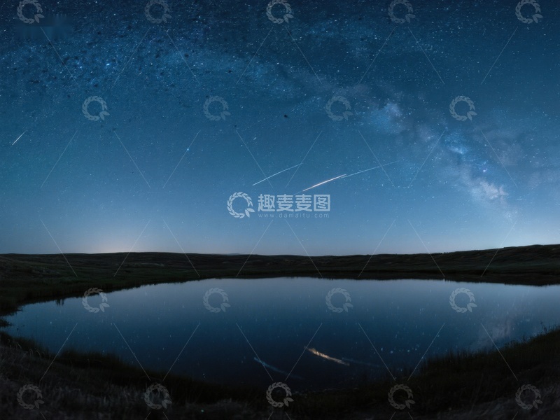 高清大图下载【趣麦麦图】夜空银河倒映湖面