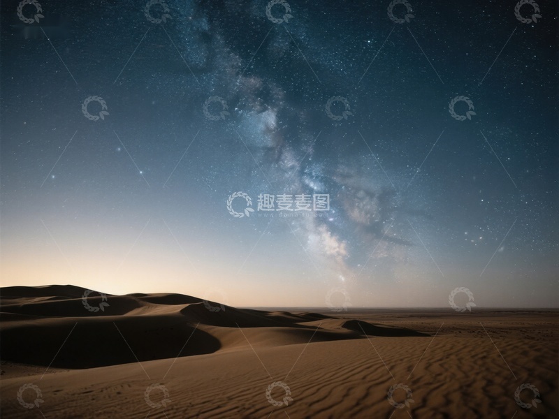 高清大图下载【趣麦麦图】沙漠夜空下的银河