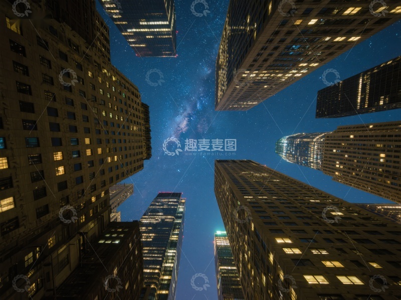 高清大图下载【趣麦麦图】城市夜空下的银河