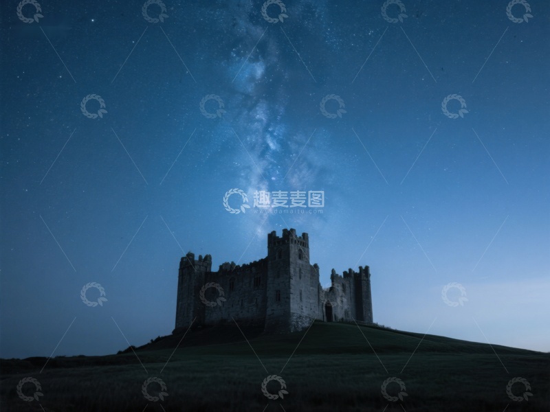 高清大图下载【趣麦麦图】夜空下的古老城堡