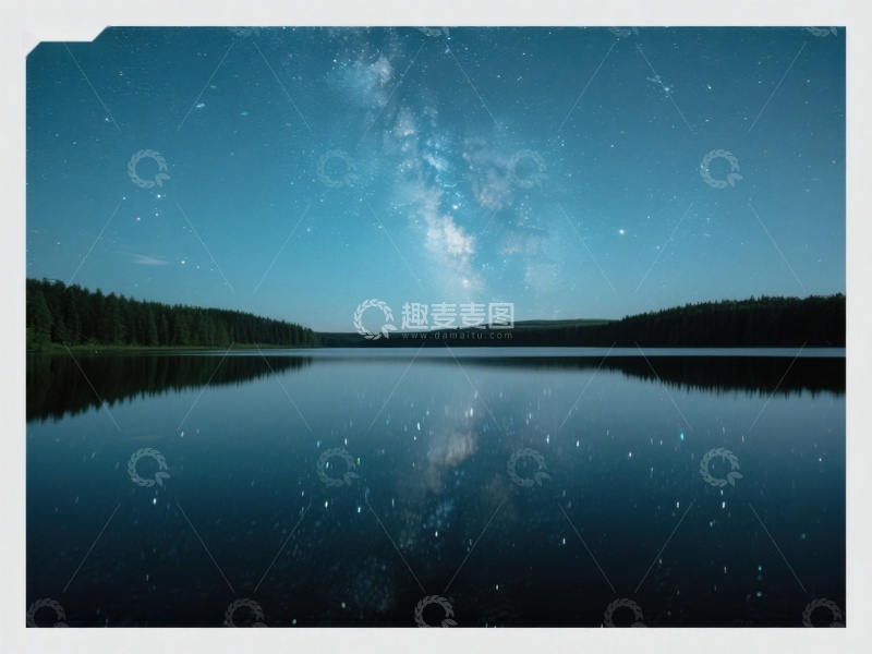 高清大图下载【趣麦麦图】夜空银河倒映湖面