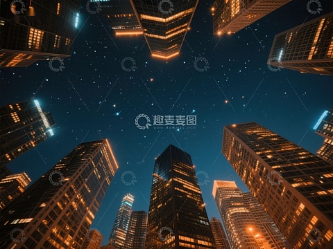 夜空下的城市高楼