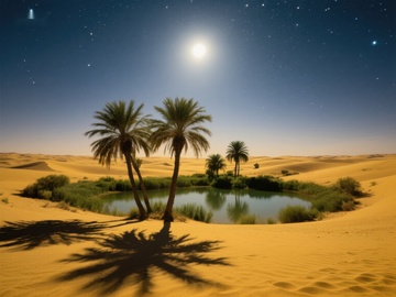 沙漠绿洲夜景