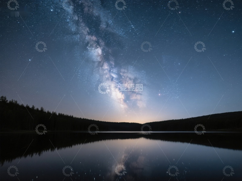 高清大图下载【趣麦麦图】-银河映湖夜景