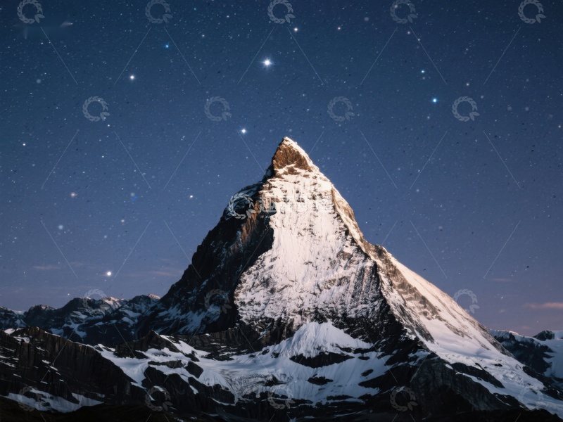 高清大图下载【趣麦麦图】夜空下的雪山峰