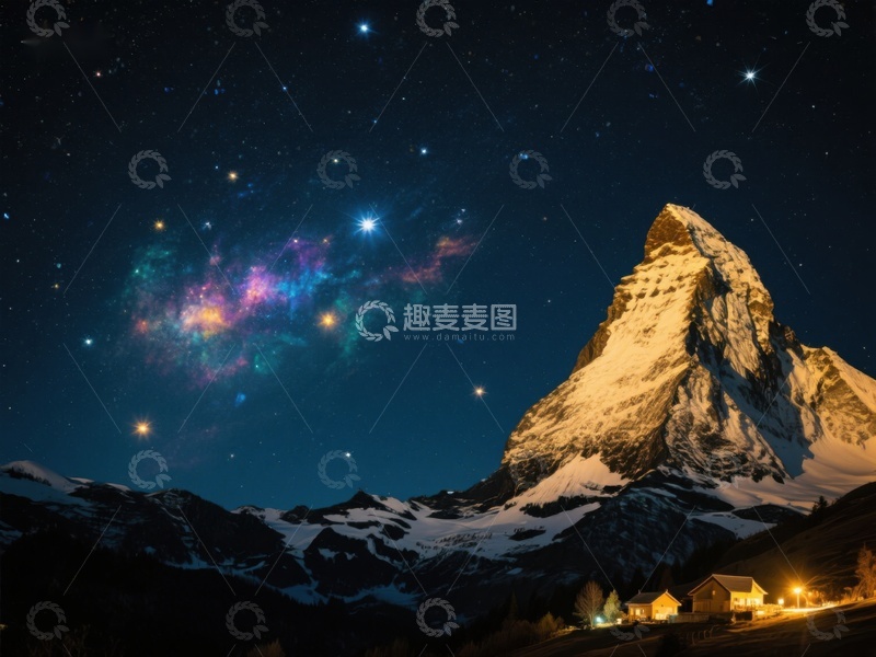 高清大图下载【趣麦麦图】夜空下的雄伟山峰
