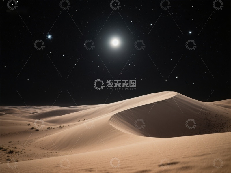高清大图下载【趣麦麦图】沙漠夜景，星光璀璨