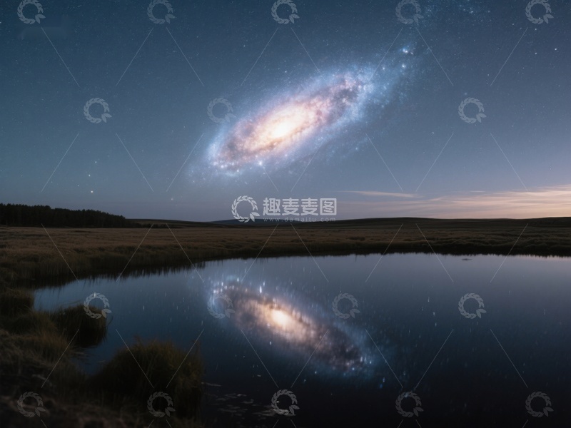 高清大图下载【趣麦麦图】银河倒映湖面，夜空与水面的完美对称