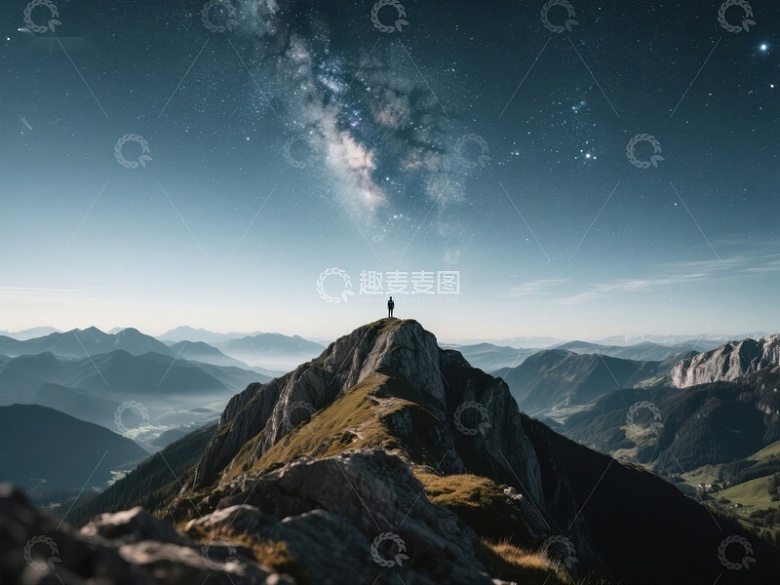 山顶之上，仰望星空