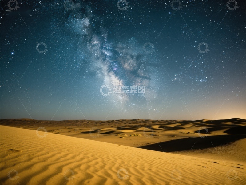 高清大图下载【趣麦麦图】沙漠夜空下的银河美景