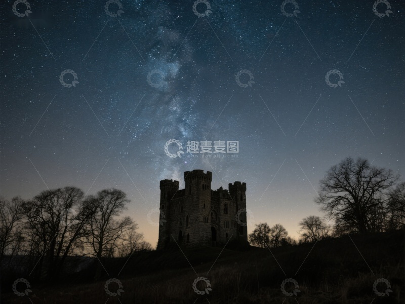 高清大图下载【趣麦麦图】星空下的古老城堡