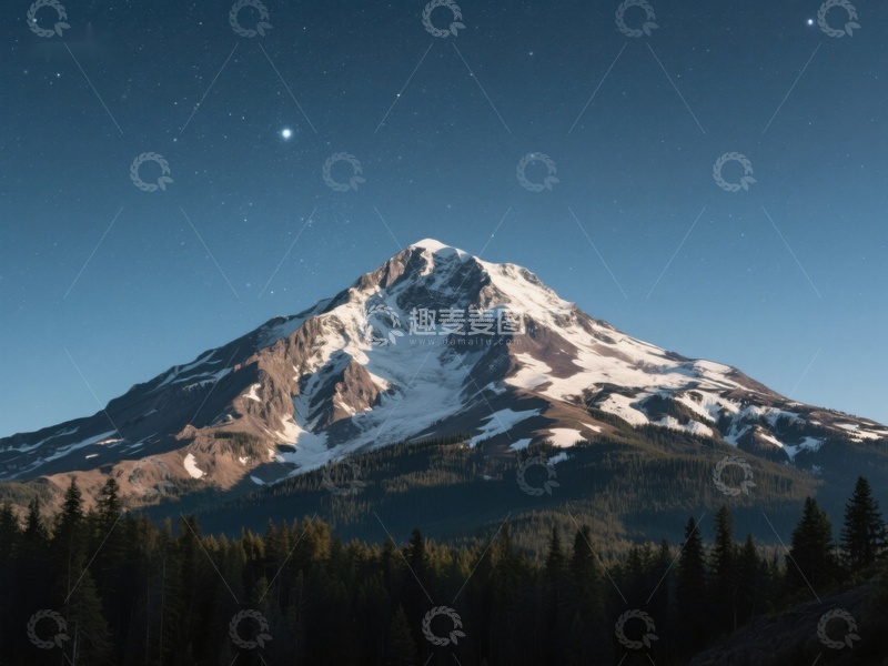 高清大图下载【趣麦麦图】雪山夜景，星空璀璨