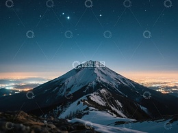 夜幕下的雪山与星空