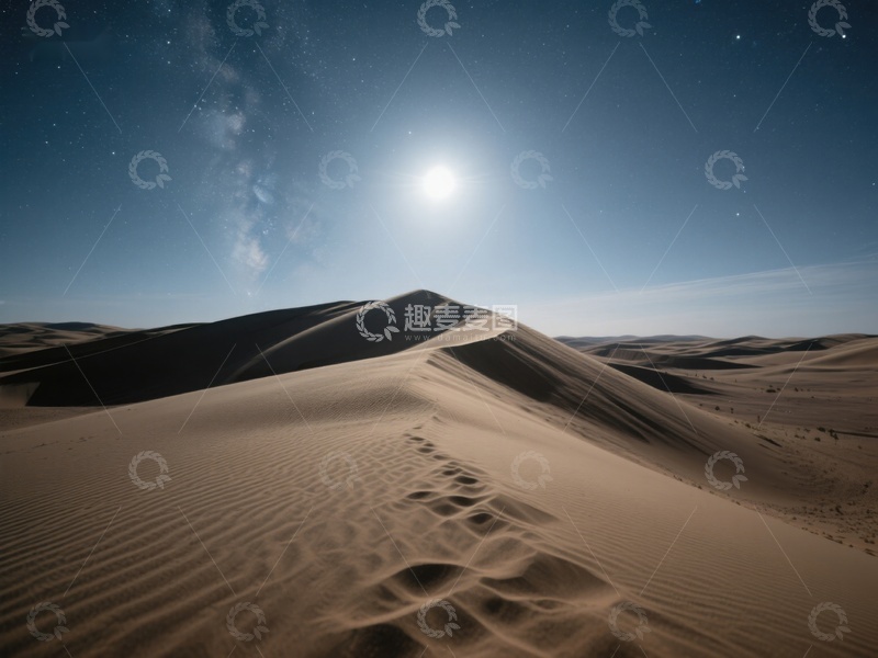 高清大图下载【趣麦麦图】月光下的沙漠沙丘