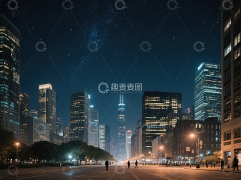 夜幕下的城市天际线