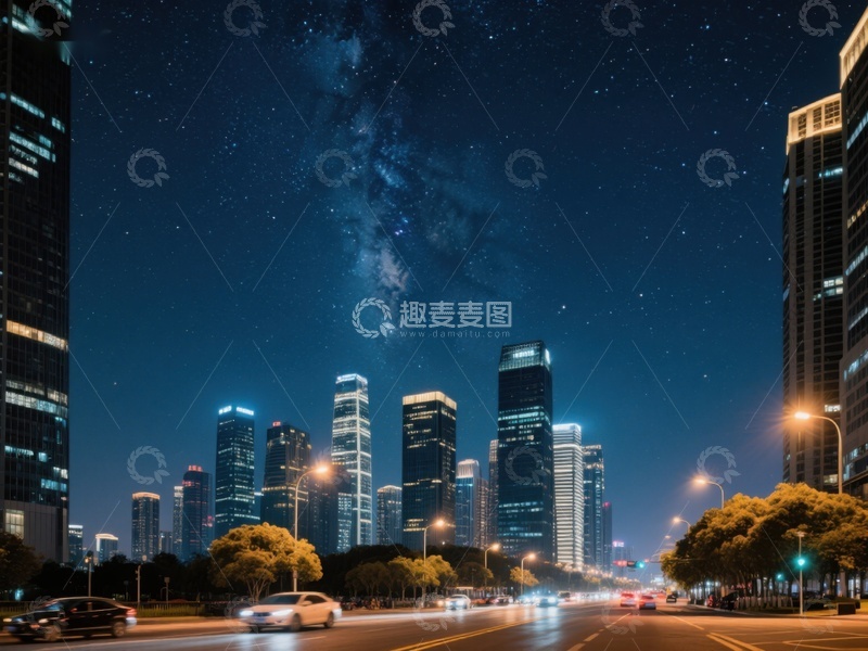 高清大图下载【趣麦麦图】夜空下的城市街景
