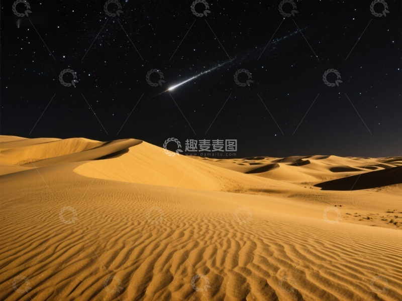 高清大图下载【趣麦麦图】沙漠夜空流星划过