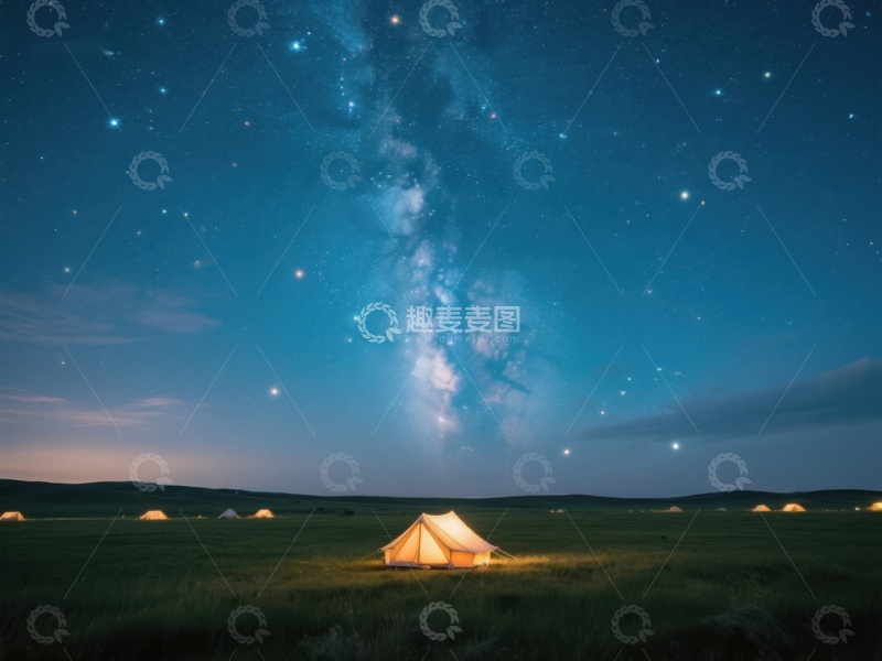 高清大图下载【趣麦麦图】星空下的帐篷营地