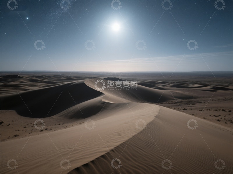 高清大图下载【趣麦麦图】月光下的沙漠沙丘