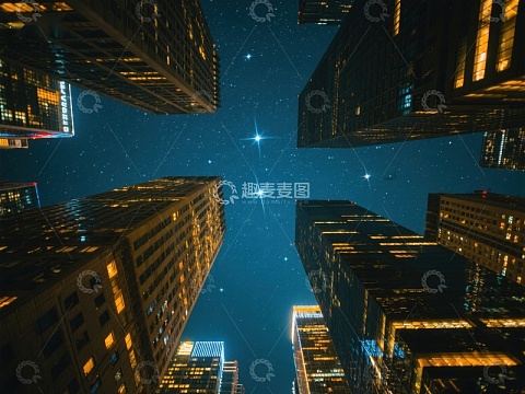 夜空下的城市高楼