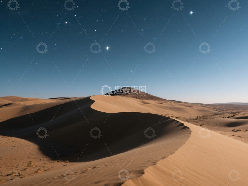 高清大图下载【趣麦麦图】星空下的沙漠沙丘