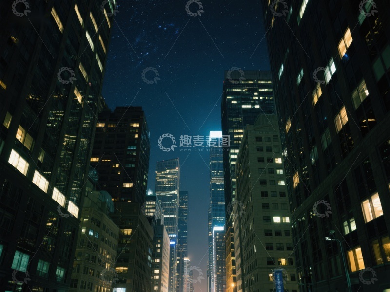 高清大图下载【趣麦麦图】夜幕下的城市高楼