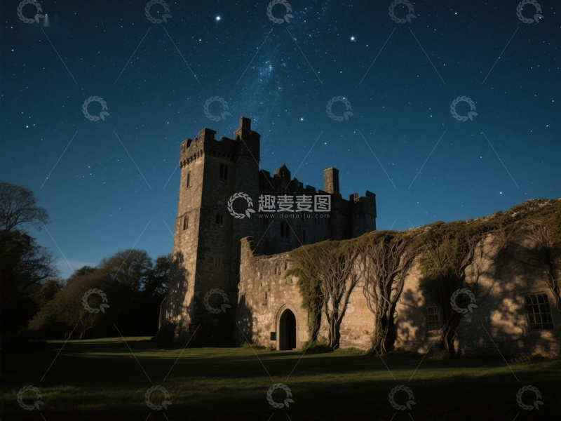 高清大图下载【趣麦麦图】夜空下的古老城堡