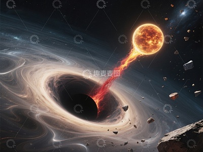 黑洞吞噬恒星的艺术想象图
