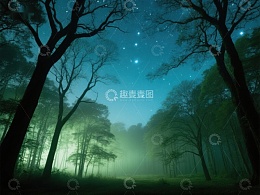 夜幕森林，星光点点