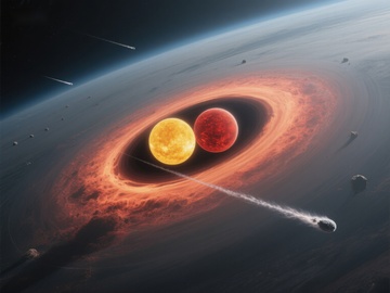 双星系统与行星环的奇幻宇宙景象