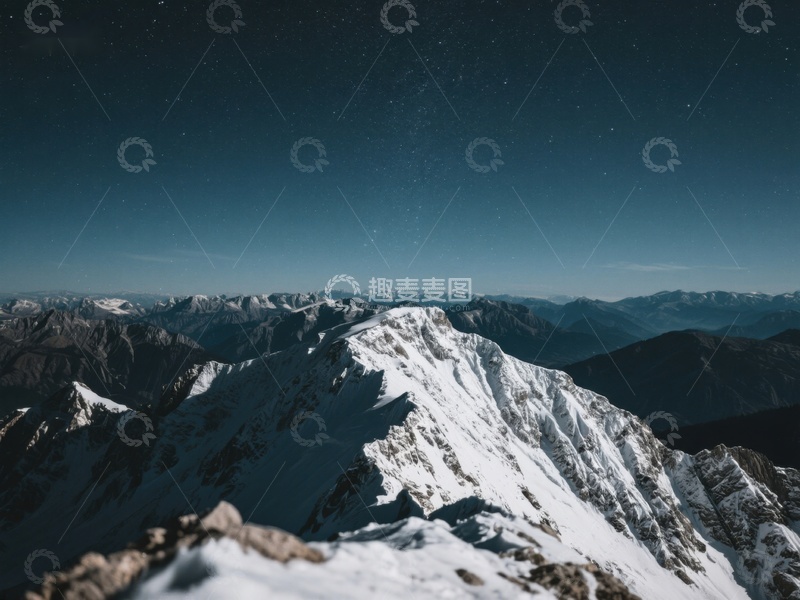 高清大图下载【趣麦麦图】夜空下的雪山之巅