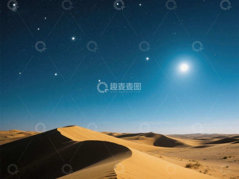 高清大图下载【趣麦麦图】沙漠夜景，星空璀璨
