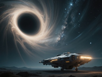 星际飞船临近黑洞的神秘场景