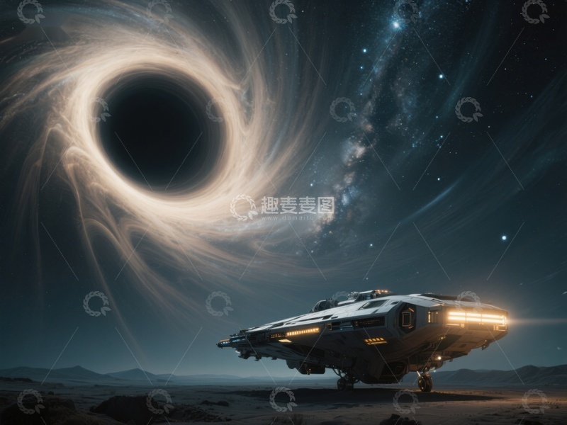 高清大图下载【趣麦麦图】星际飞船临近黑洞的神秘场景