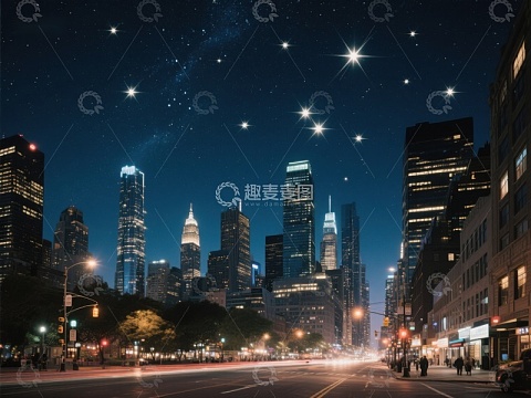 夜空下的城市天际线