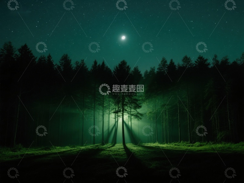高清大图下载【趣麦麦图】夜林星光，神秘光芒
