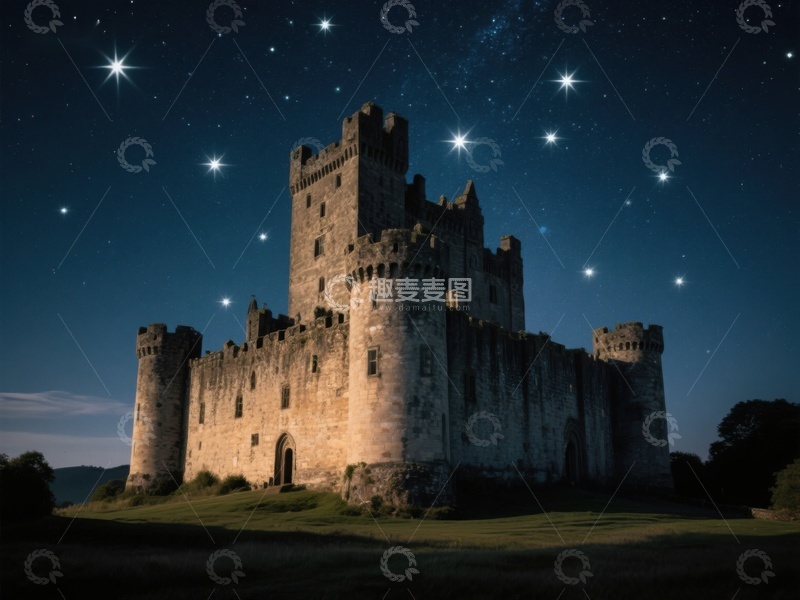 高清大图下载【趣麦麦图】星空下的古老城堡