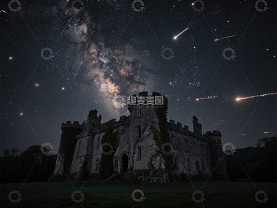 星空下的古老城堡
