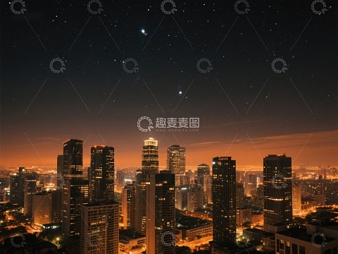 夜幕下的城市天际线