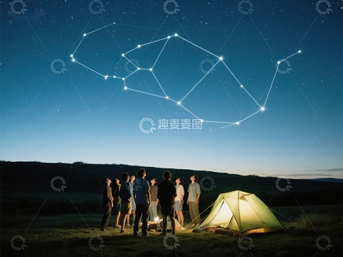 夜空下露营，仰望星座