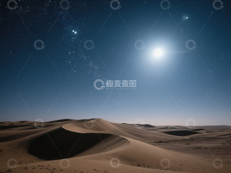 高清大图下载【趣麦麦图】沙漠夜景，星光璀璨