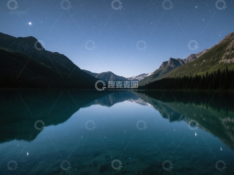 高清大图下载【趣麦麦图】夜空下的湖面倒影