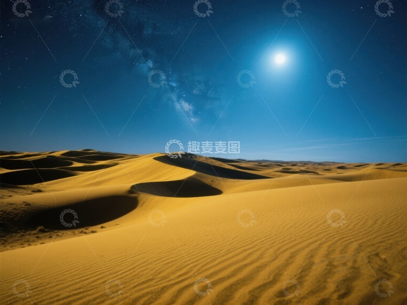 高清大图下载【趣麦麦图】月光下的沙漠沙丘