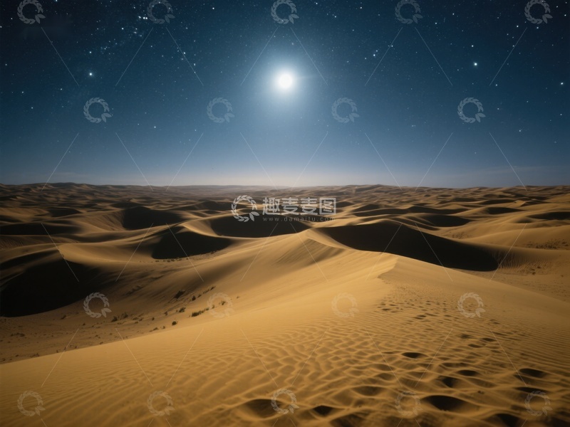 高清大图下载【趣麦麦图】月光下的沙漠沙丘