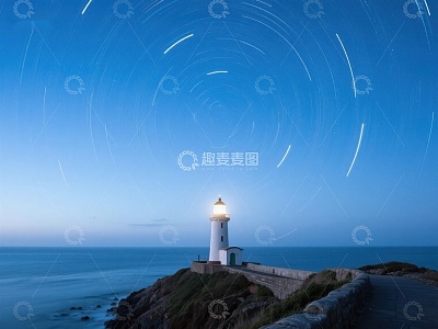 灯塔夜景与星轨